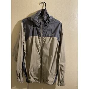 Columbia Windbreaker Nylon Hooded Jacket Men's Full Zip Pocket Gray Size M